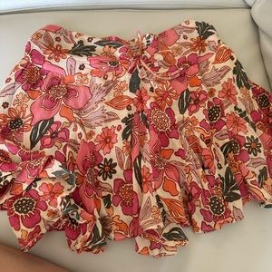 Free People elastic floral pink shorts